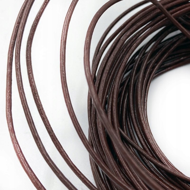 Rzemień skórzany 3mm okrągły 100cm - brąz/vintage