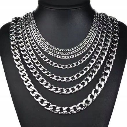 Srebrny Łańcuszek Naszyjnik Kubański 7 mm Długość 60 cm Pancerka Ze Stali