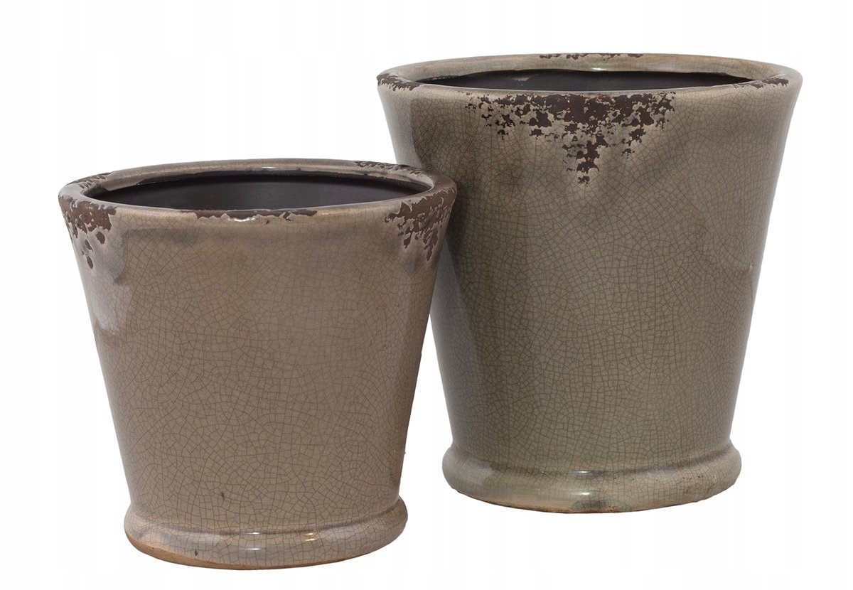 2 szt. DONICA LOBI ceramiczna brązowa retro