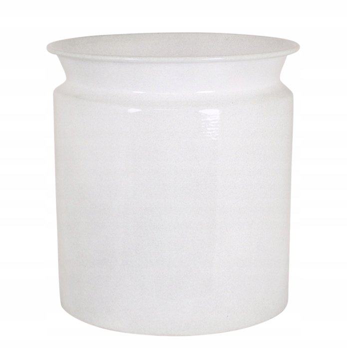 DONICZKA BIAŁA WYSOKA metalowa emaliowana do bonsai palmy osłonka 17cm