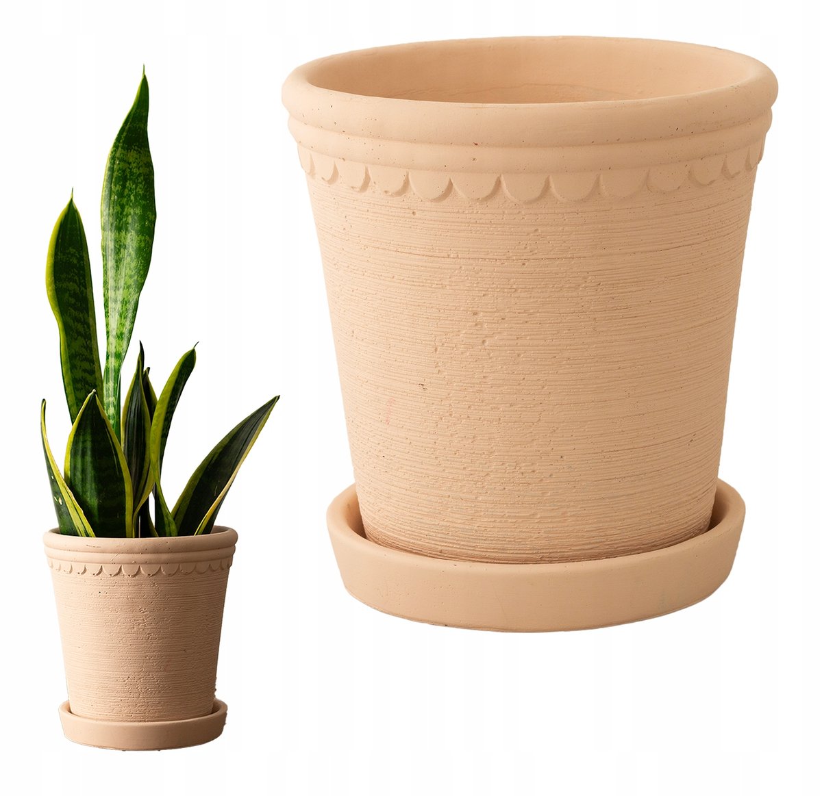 DONICZKA OSŁONKA Z PODSTAWKĄ 19cm betonowa okrągła beżowa do salonu