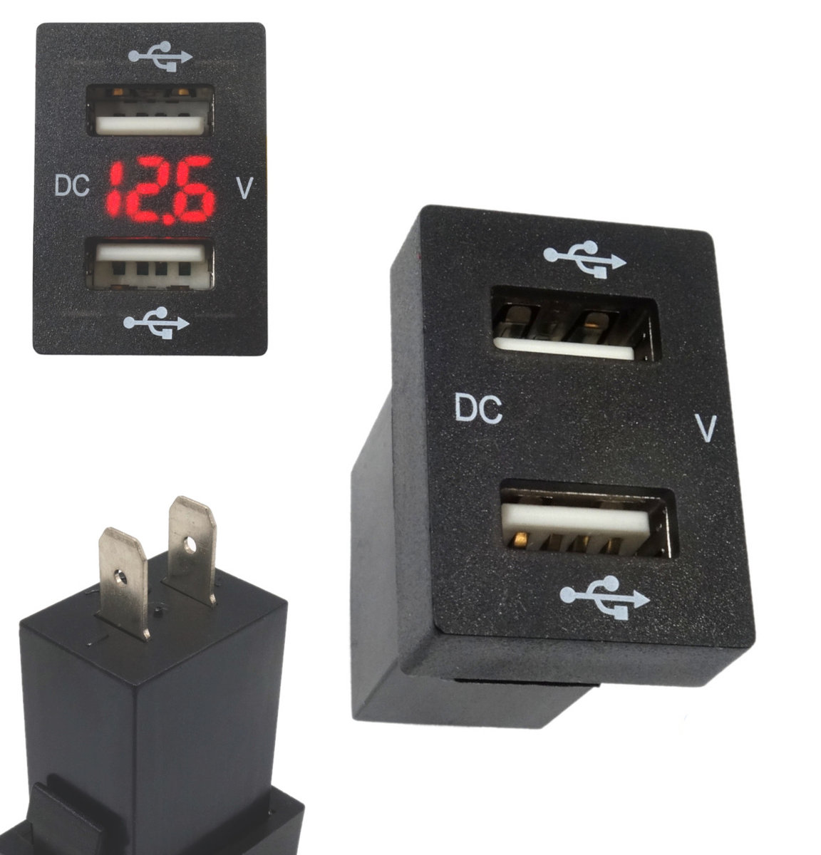 USB 5V 3,1A ŁADOWARKA MONTAŻOWA SAMOCHODOWA 12V 24V PANELOWA CZERWONA LED