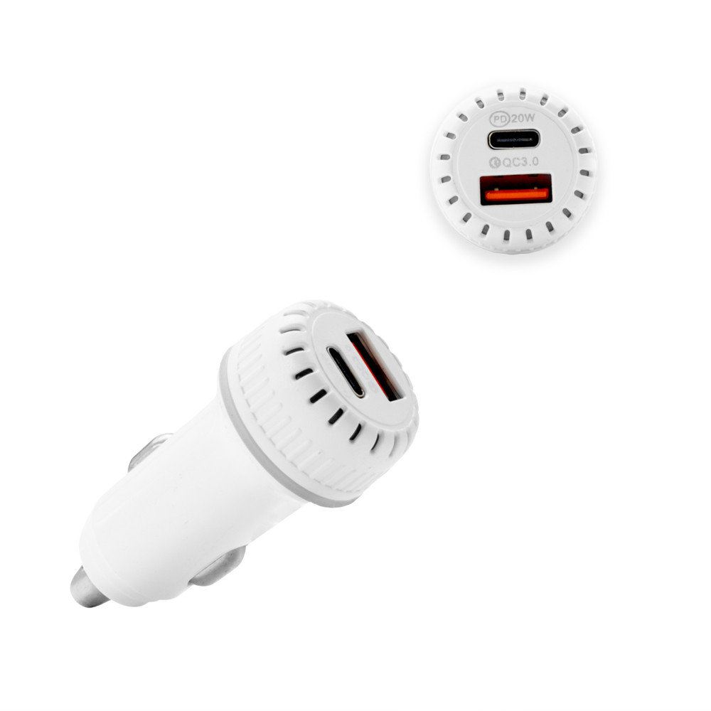 Ładowarka . ECONOMY ŁADOWARKA SAMOCHODOWA USB+TYP-C QC3.0+PD BIAŁA  38W TR-C01