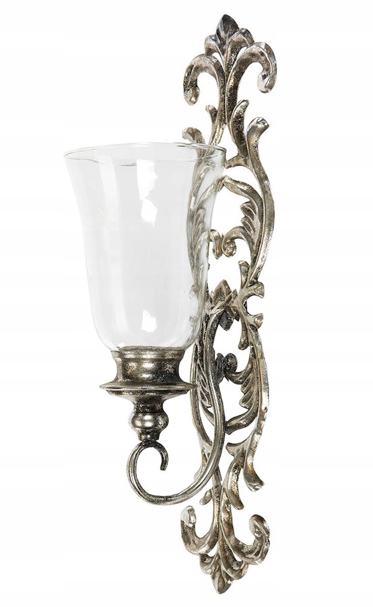 ŚWIECZNIK WISZĄCY stare srebro metal + szkło