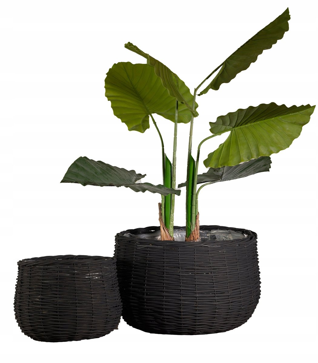 KOSZ WIKLINOWY CZARNY 40cm doniczka osłonka do ogrodu salonu 2 szt.