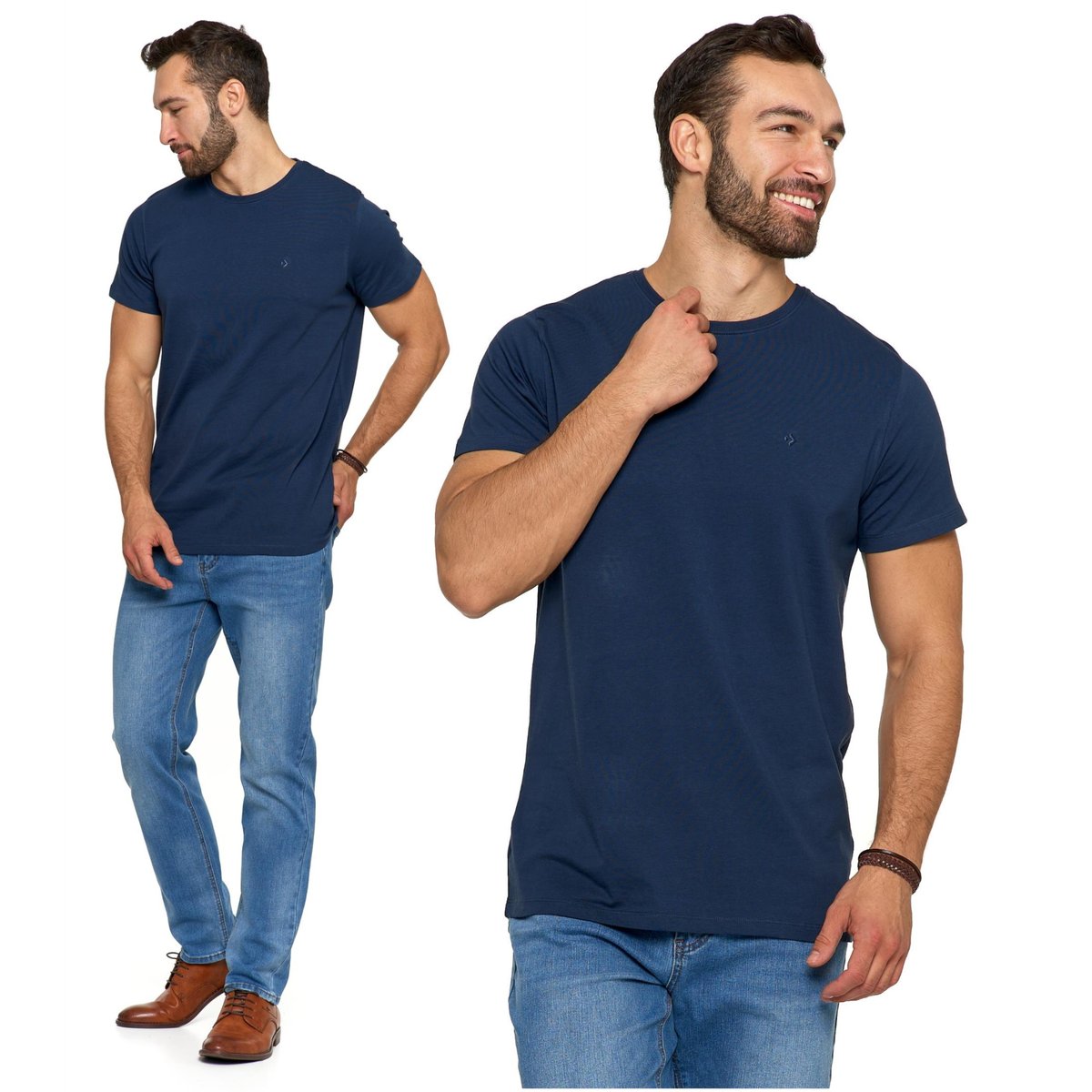 T-SHIRT MĘSKI PREMIUM Koszulka Gładka Bluzka z delikatnym haftem MORAJ XL