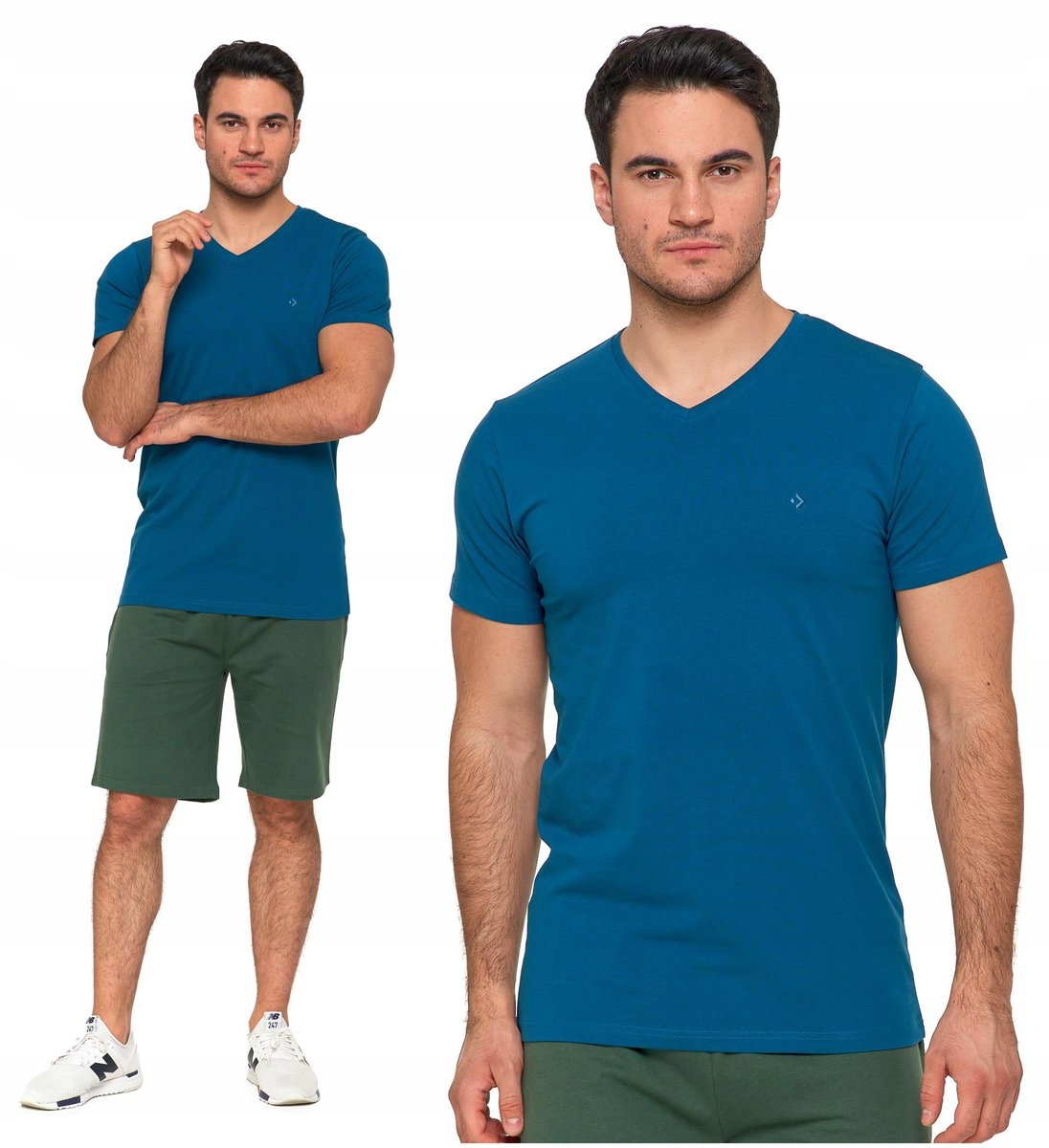 T-SHIRT PREMIUM MĘSKI Koszulka Gładka Bluzka z Haftem Logo MORAJ M