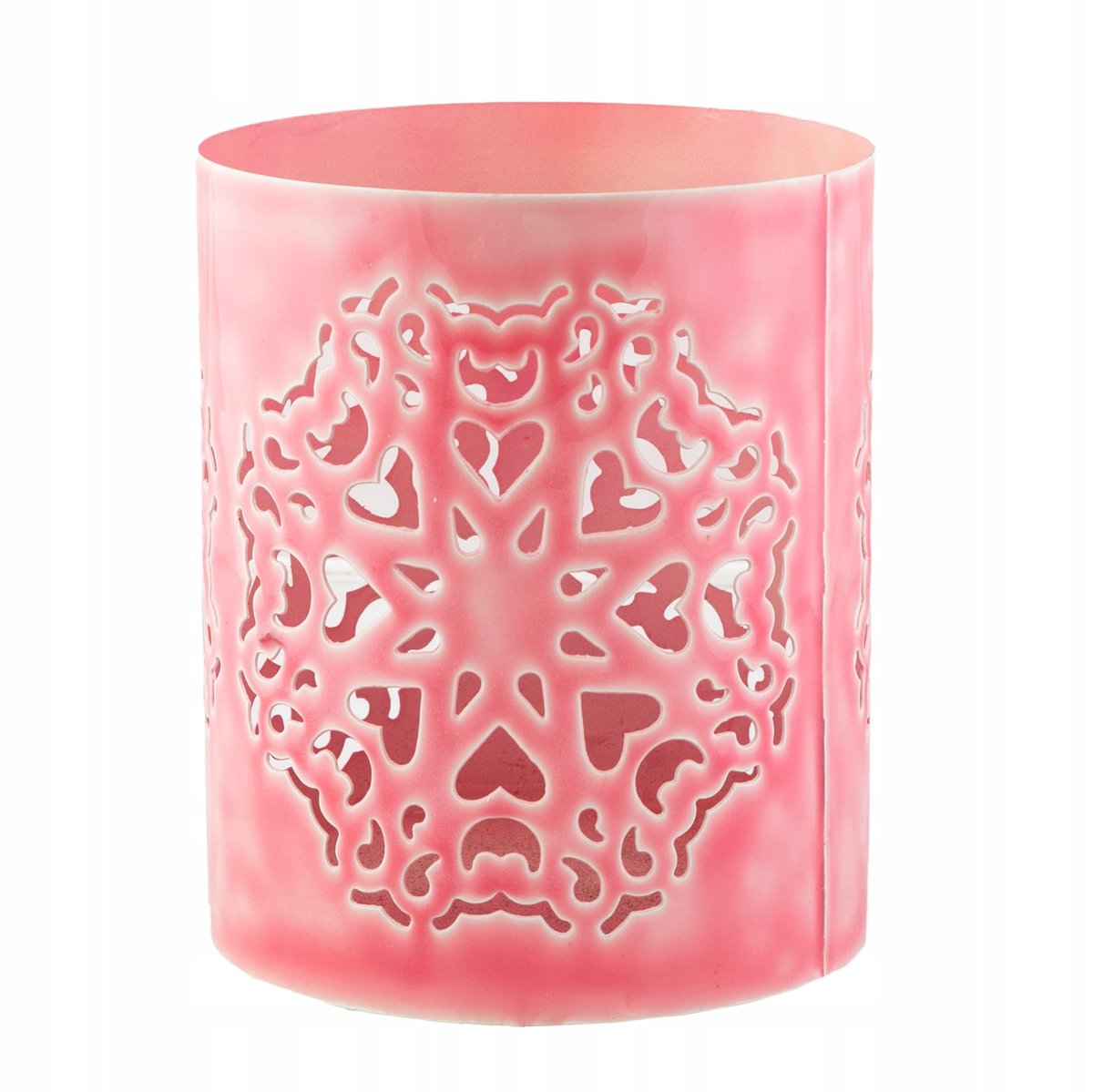 ŚWIECZNIK METALOWY różowy śr. 13cm