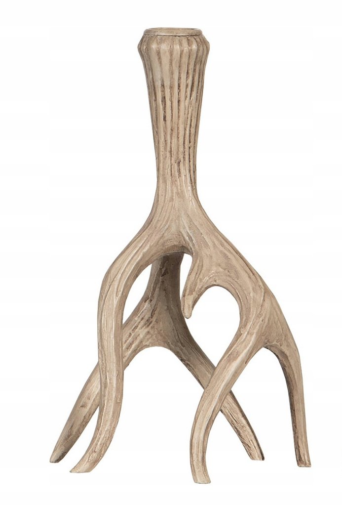 ŚWIECZNIK RÓG na świece stołowe beżowy wys. 22cm