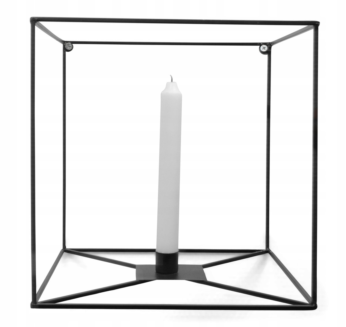 ŚWIECZNIK ścienny METALOWY na długą świecę czarny