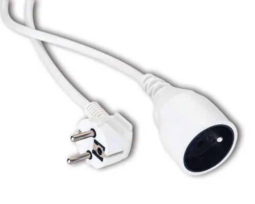 Przedłużacz sieciowy wtyk - gniazdo z uziemieniem 2 m biały 3G 1,0 mm2