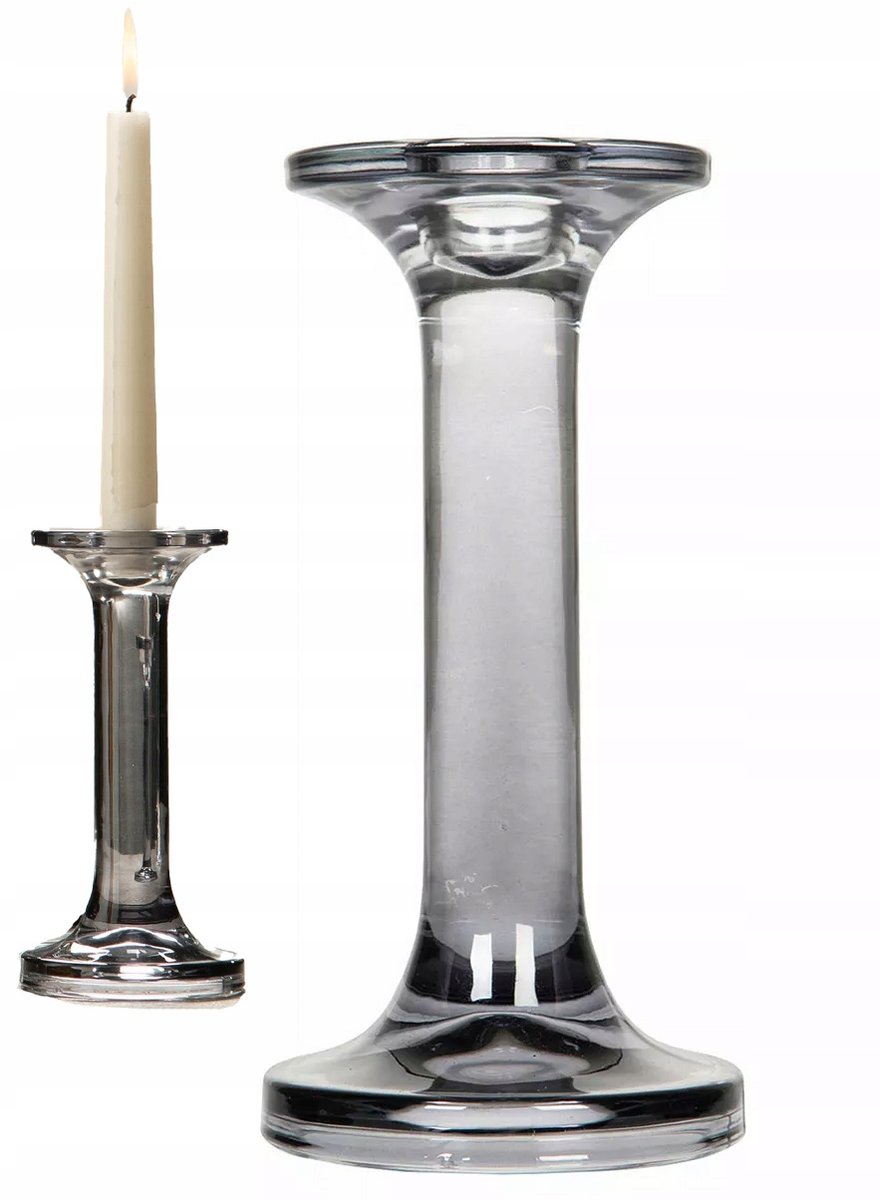 ŚWIECZNIK SKANDYNAWSKI SZKLANY kandelabr ozdoba dekoracja do salonu 18cm