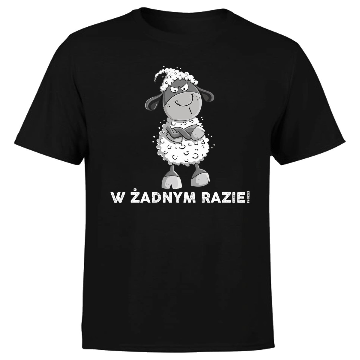 KOSZULKA MĘSKA Z NADRUKIEM ZŁA OWCA NAPIS W ŻADNYM RAZIE ŚMIESZNA BARAN L