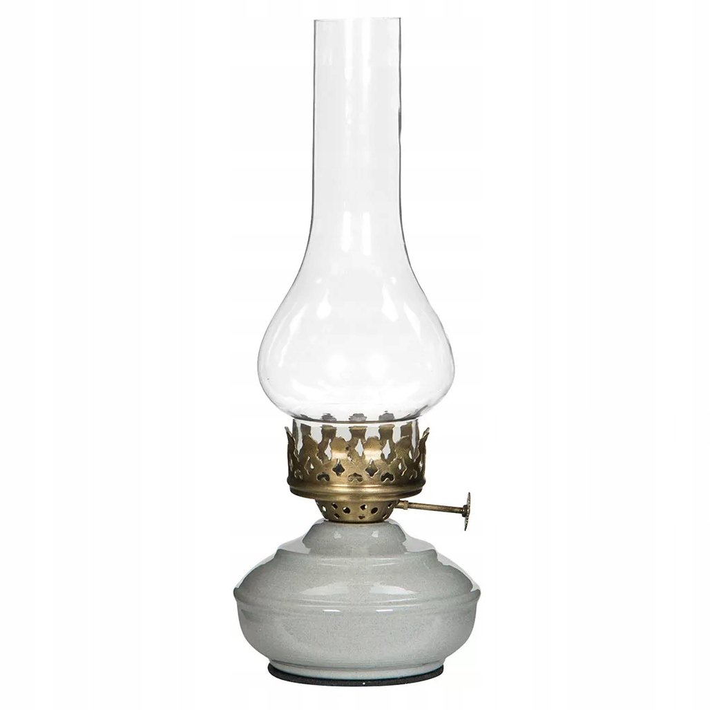 ŚWIECZNIK LAMPA NAFTOWA NA TEALIGHT szklany klosz szary 27cm do salonu