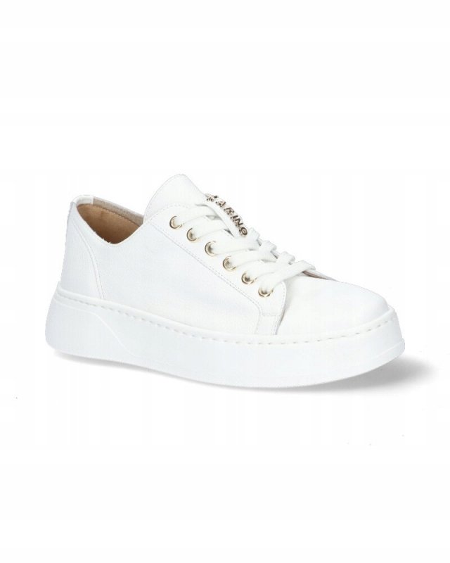 Białe półbuty sneakersy Karino 5400/010 skóra modne platforma modne r.39