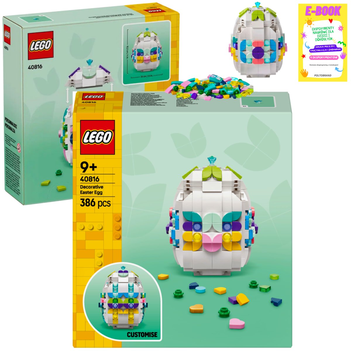 LEGO NOWOŚCI: PISANKA DEKORACYJNA JAJKO (40816) KLOCKI PREZENT + EBOOK