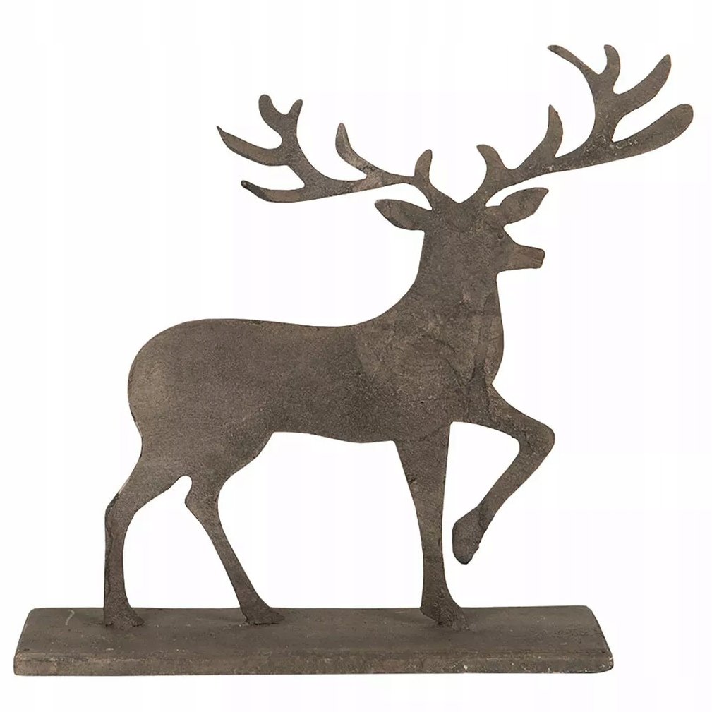 FIGURKA JELEŃ RENIFER na święta stół metalowa loftowa loft szara 18cm