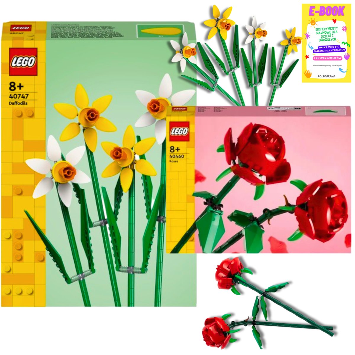 LEGO ICONS BOTANICAL KWIATY - Róże i Żonkile (40647) (40747) DLA NIEJ NIEGO PREZENT + EBOOK