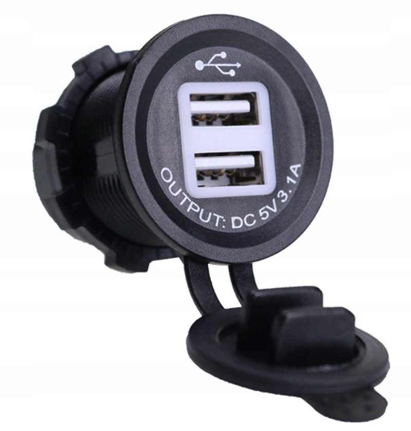 ŁADOWARKA SAMOCHODOWA DO AUTA DO ZABUDOWY 12V 24V 2XUSB 3.1A