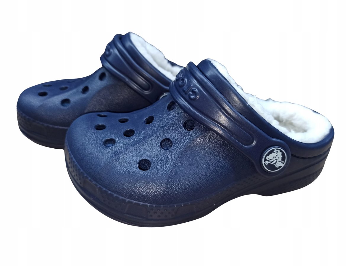 CROCS Ralen lined clog K klapki kapcie kroksy z podszewką morskie r. 24/26