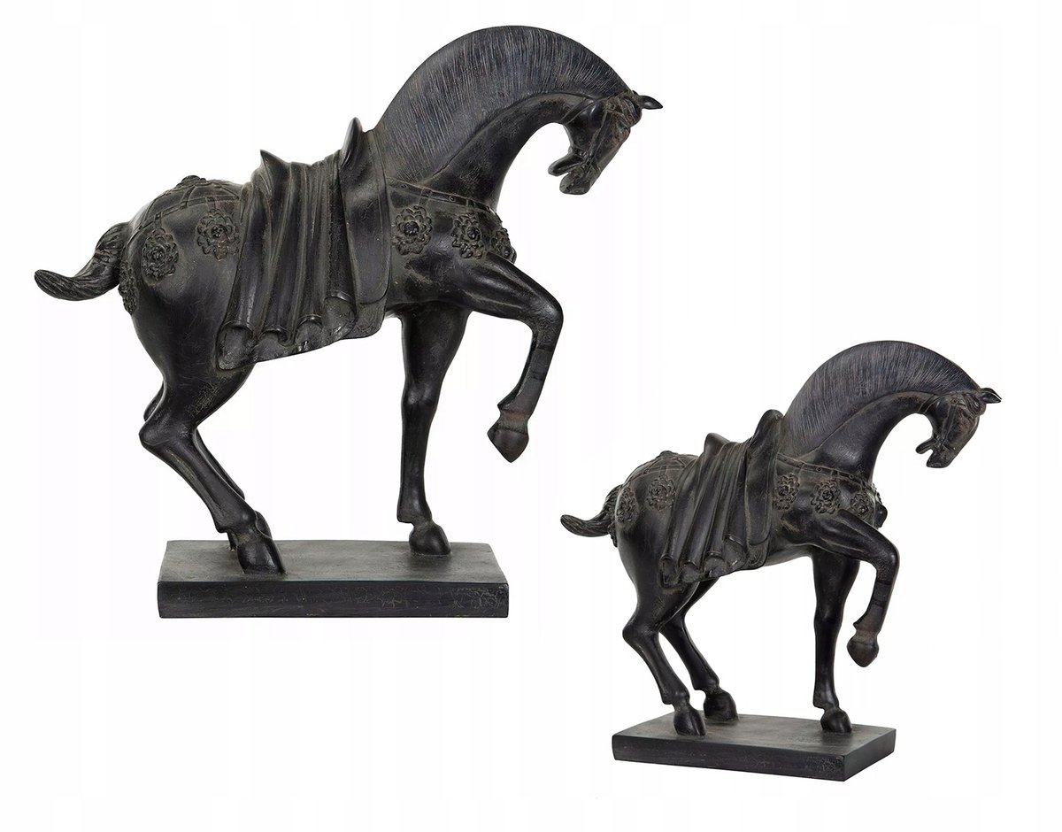 FIGURKA KONIA KOŃ CZARNY dekoracyjna do salonu sypialni imitacja 36cm
