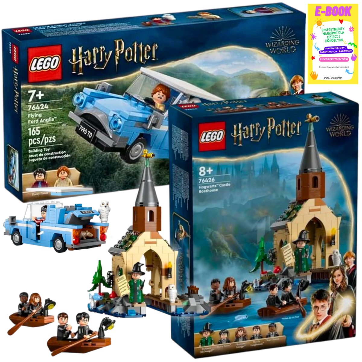 LEGO HARRY POTTER ZESTAW - LATAJĄCY FORD ANGLIA + DOM NA WODZIE PRZY HOGWARCIE + EBOOK