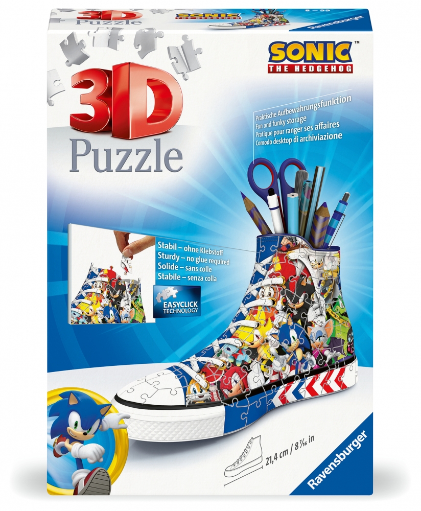 Ravensburger, Puzzle 3D 108: Trampek. Sonic (11593). Wiek: 8+