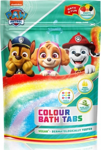 Air-val, Psi Patrol Barwinki koloryzujące do kąpieli, truskawka, jeżyna, pomelo, 9 x 16g