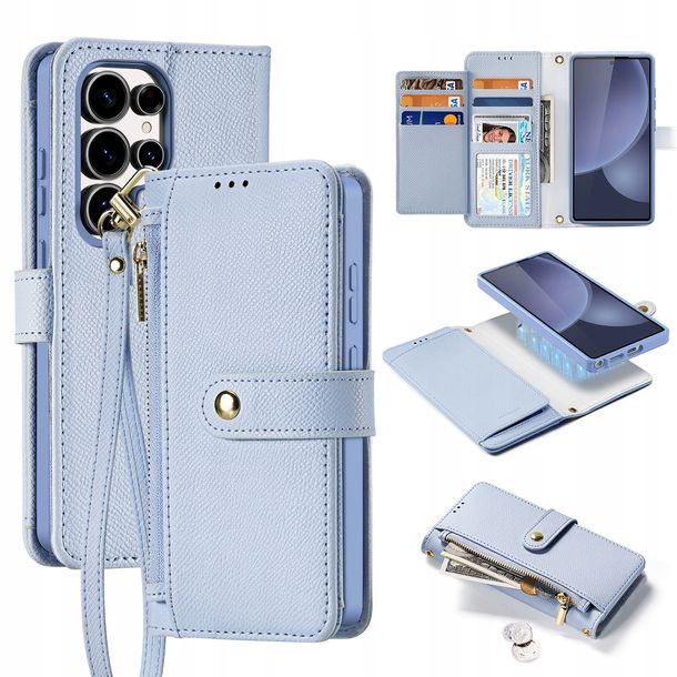 Etui do Samsung Galaxy S25 Ultra Dux Ducis Lawa Skórzane MagSafe Niebieskie