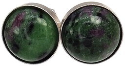 Rubin Zoisyt Srebro Piękne Kolczyki 9mm Sztyft