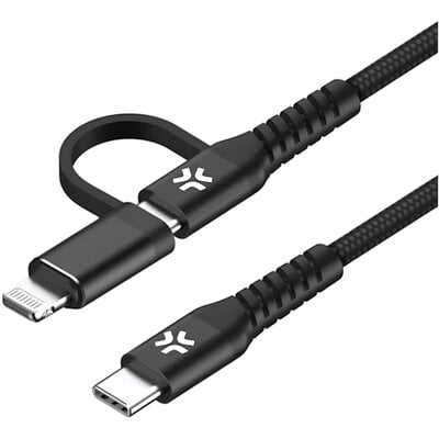 Kabel USB - USB-C - Lightning CELLY 1 m 60W Czarny