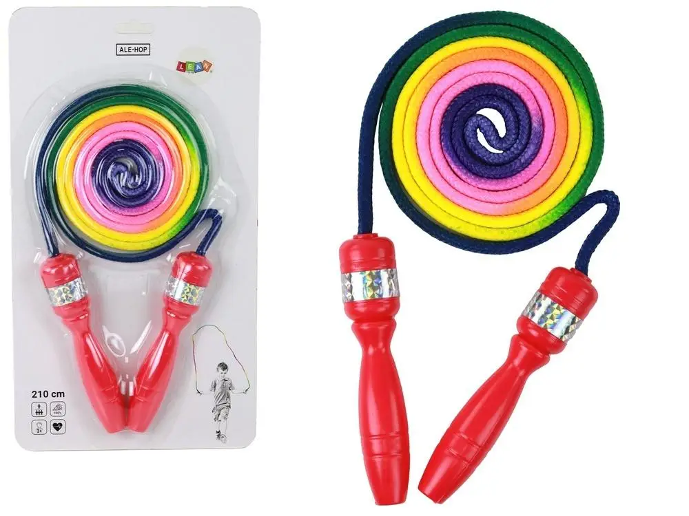 Skakanka tęczowa czerwone rączki - Leantoys