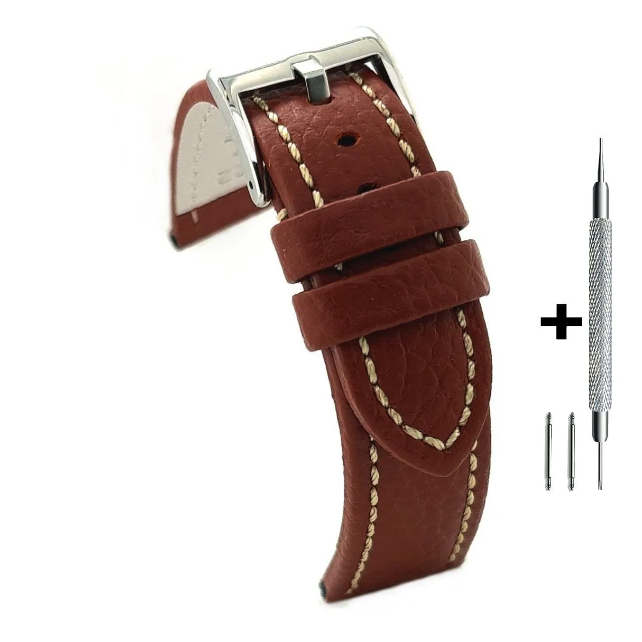 Bordowy pasek przedłużany 24 mm skórzany XL DILOY 376EA.24.04 + GRATIS dwa teleskopy i narzędzie