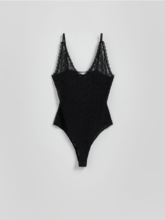 Reserved - Koronkowe body na ramiączkach - czarny
