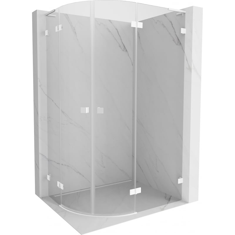 Mexen Lunar L kabina prysznicowa półokrągła uchylna prawa 90 x 80 cm, transparent, biała - 833L-090P-080L-20-00