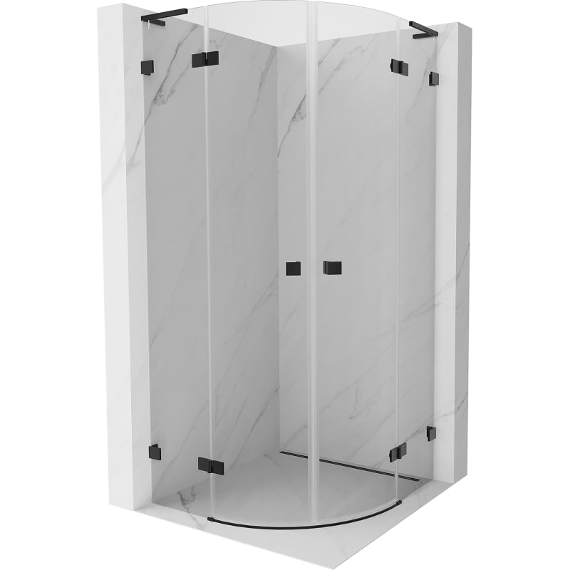 Mexen Lunar L kabina prysznicowa półokrągła uchylna 80 x 80 cm, transparent, czarna - 833L-080L-080P-70-00