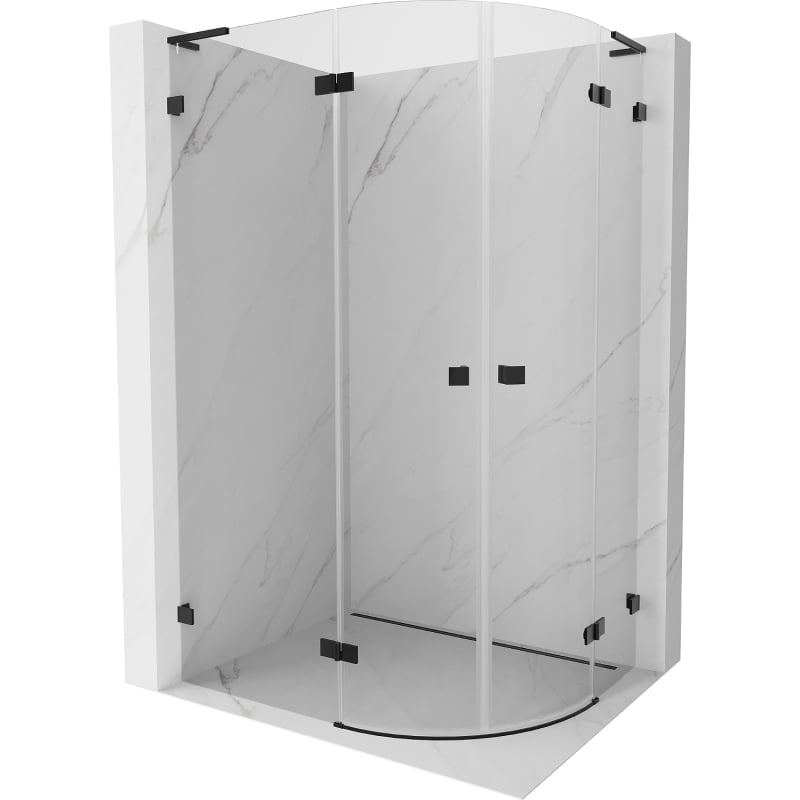 Mexen Lunar L kabina prysznicowa półokrągła uchylna lewa 90 x 80 cm, transparent, czarna - 833L-090L-080P-70-00