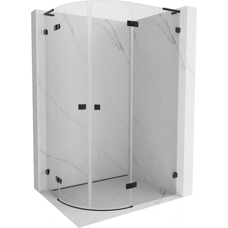 Mexen Lunar L kabina prysznicowa półokrągła uchylna prawa 90 x 80 cm, transparent, czarna - 833L-090P-080L-70-00