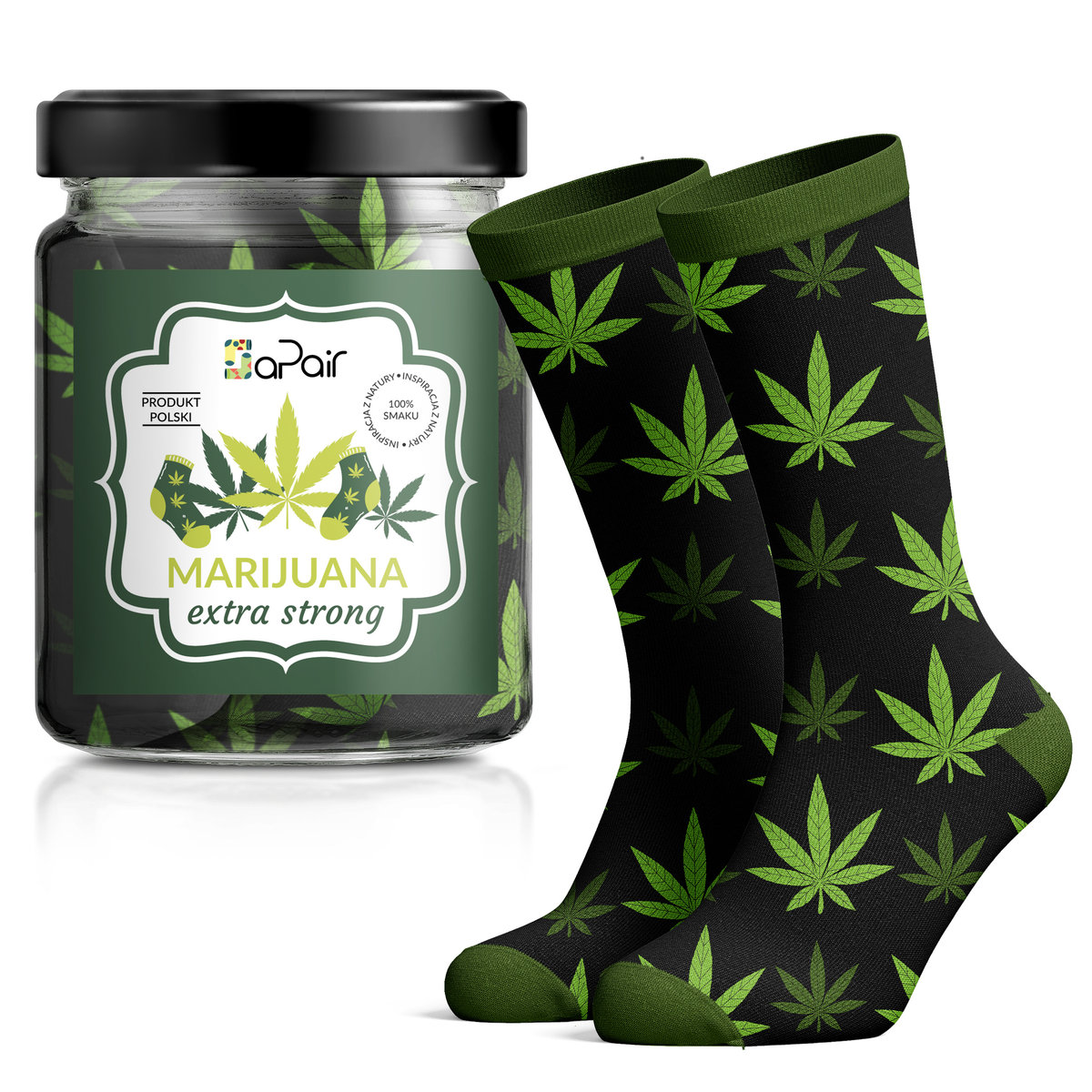 Skarpety Damskie / Męskie w Słoiku na prezent Marihuana-39-42