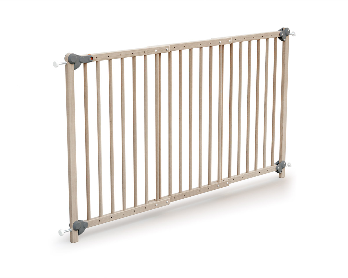 WEBABY - Rozkładana bramka zabezpieczająca dla dzieci z surowego drewna bukowego 150 cm