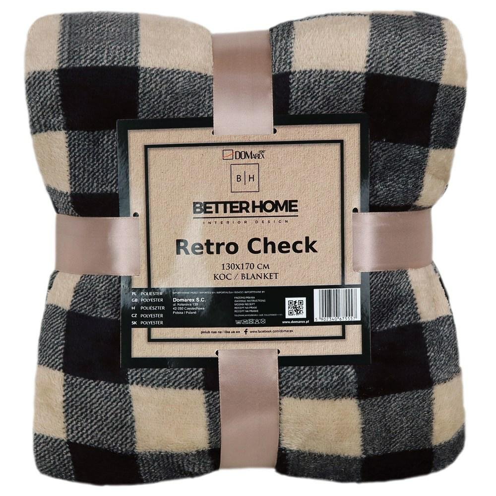 Koc RETRO Check KRATA 130x170 cm Beż Czarny