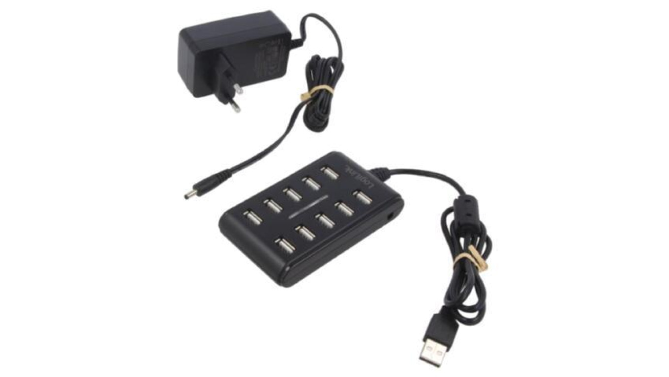 PC-UA0125 Hub USB, DC, USB A gniazdo x10, USB A wtyk, USB 2.0, PnP, 480Mbps