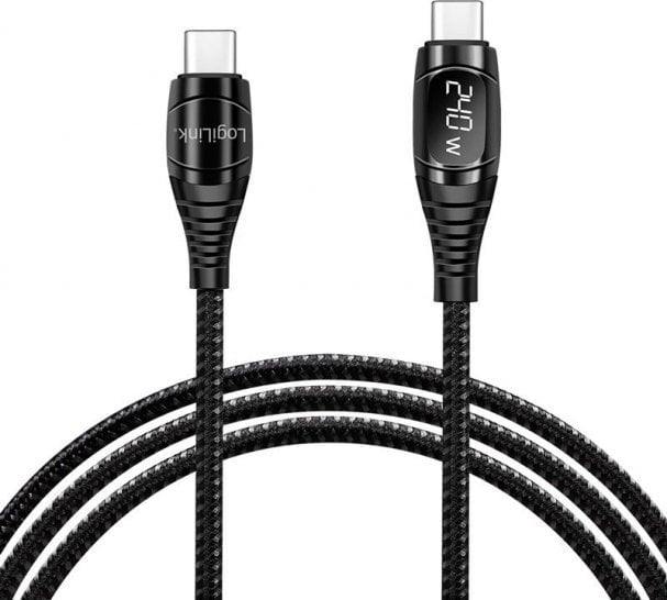 LOGILINK CU0185 Kabel USB 2.0 Type-C C/M na USB-C/M E-mark PD wyświetlacz czarny 2m
