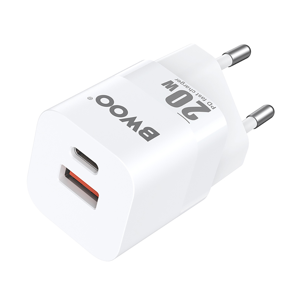 BWOO ładowarka sieciowa PD CDA156 2x USB-C 1x USB 20W biała
