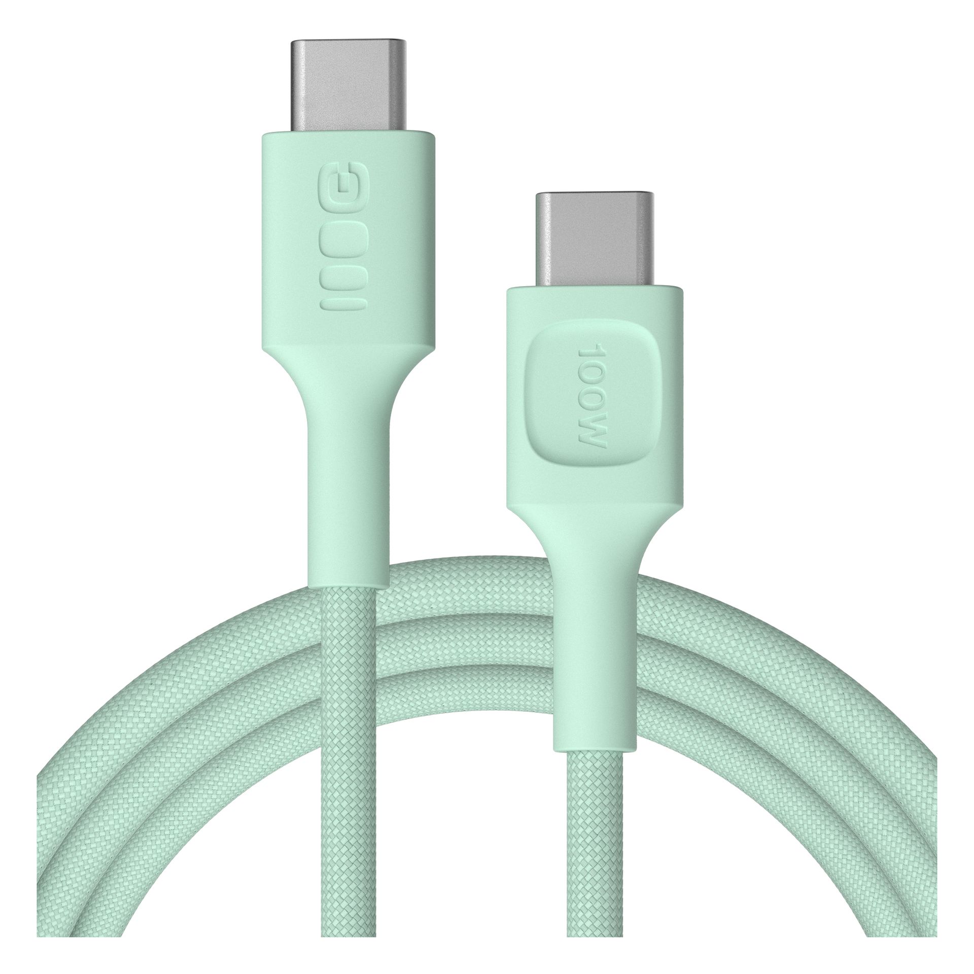 Kabel USB-C 2m 100W Greencell PowerStream Szybkie Ładowanie PD Mint Green