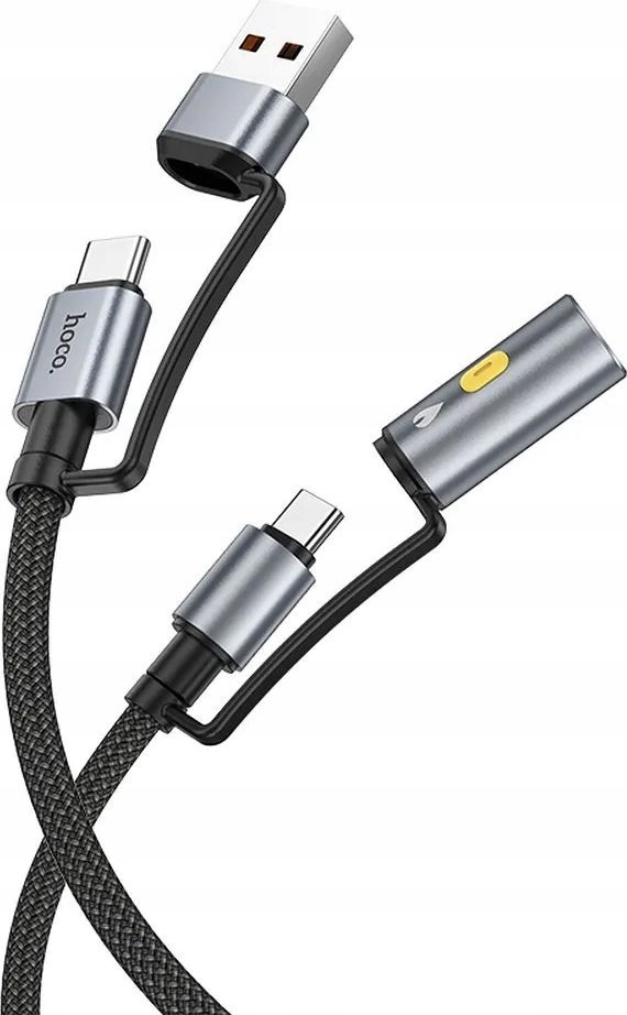HOCO kabel All-in-one USB A / Typ C do Typ C / Zapalniczka samochodowa 3A 60W U138 1,2 m czarny