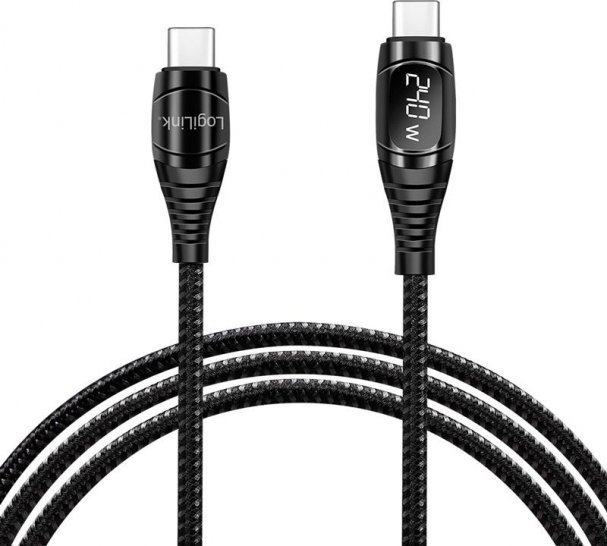 LOGILINK CU0181 Kabel USB 2.0 Type-C C/M na USB-C/M E-mark PD wyświetlacz czarny 1m