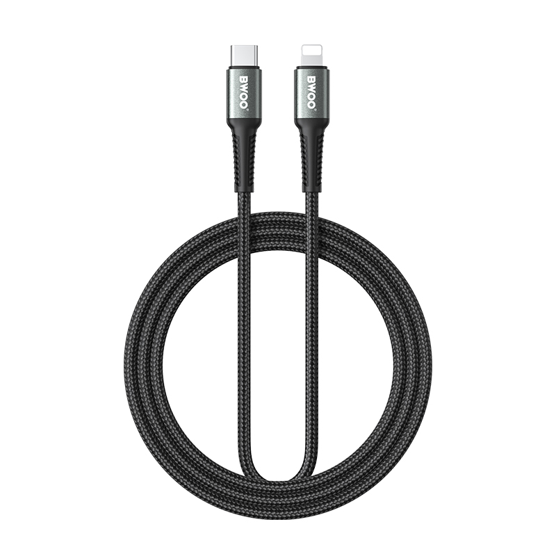 BWOO kabel Pleciony USB-C - Lightning 2m 30W czarny