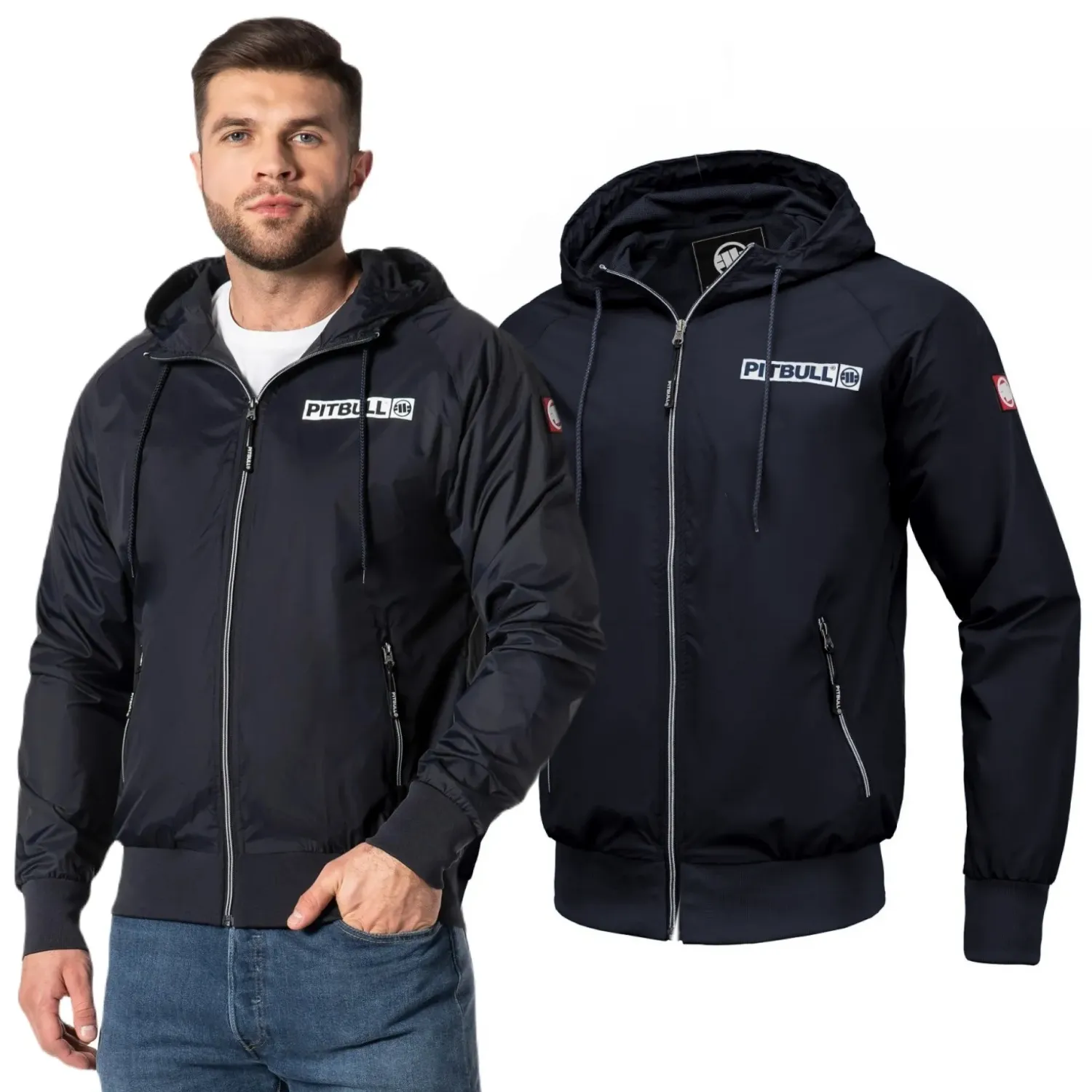 Kurtka z kapturem Pit Bull Athletic Logo '25 - Granatowa  S