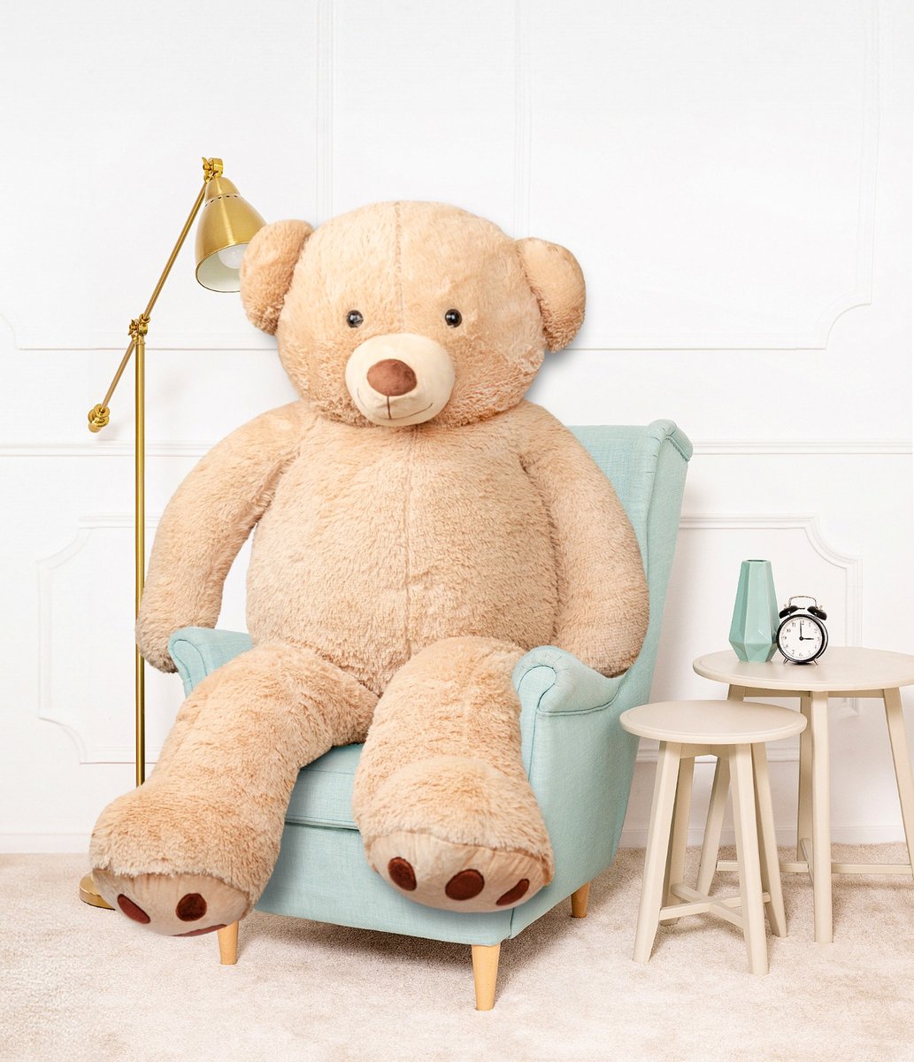 DUŻY WIELKI MIŚ PLUSZOWY PLUSZAK PRZYTULANKA MASKOTKA 190CM ADAM BEŻOWY